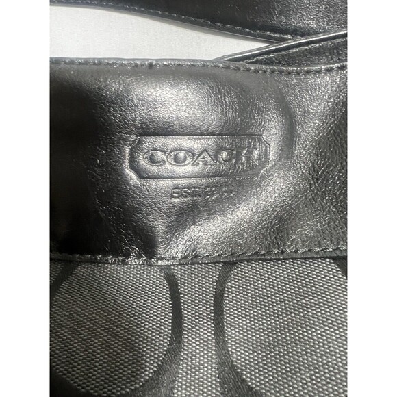 Coach Signature Shoulder Bag-Black and Dark Gray - Picture 3 of 15
